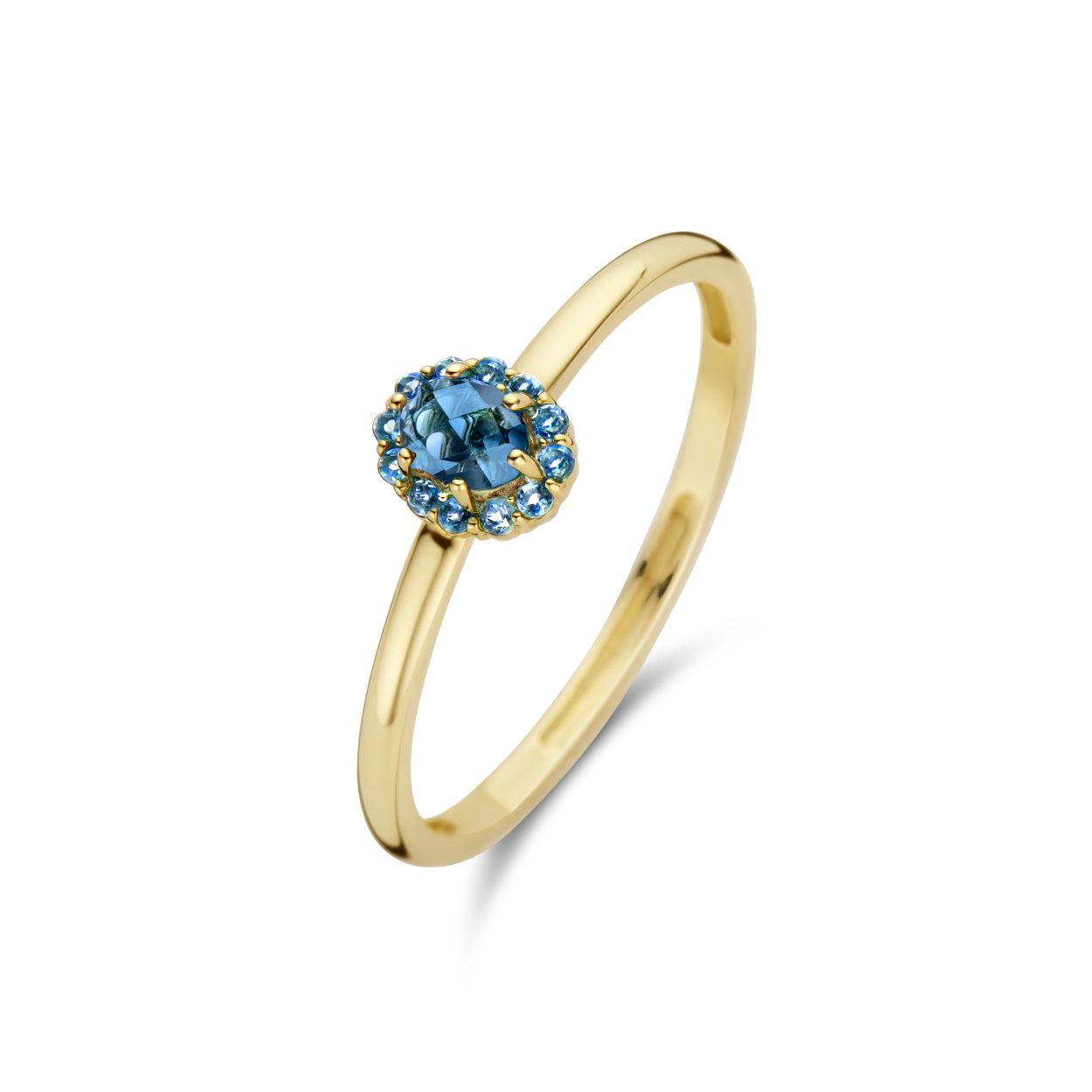 Blush Ring 14K Geelgoud met blauwe topaas.