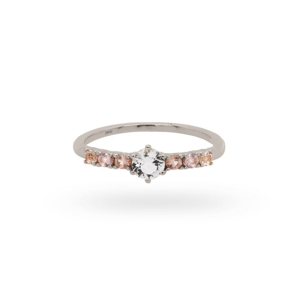 24Kae Ring met kleurstenen - 925 Sterling zilver gerhodineerd 12401S