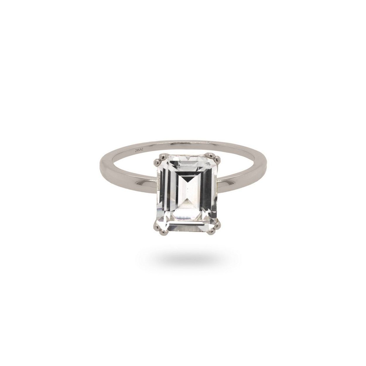 24Kae Ring met rechthoekige steen - 925 Sterling zilver gerhodineerd 12409S