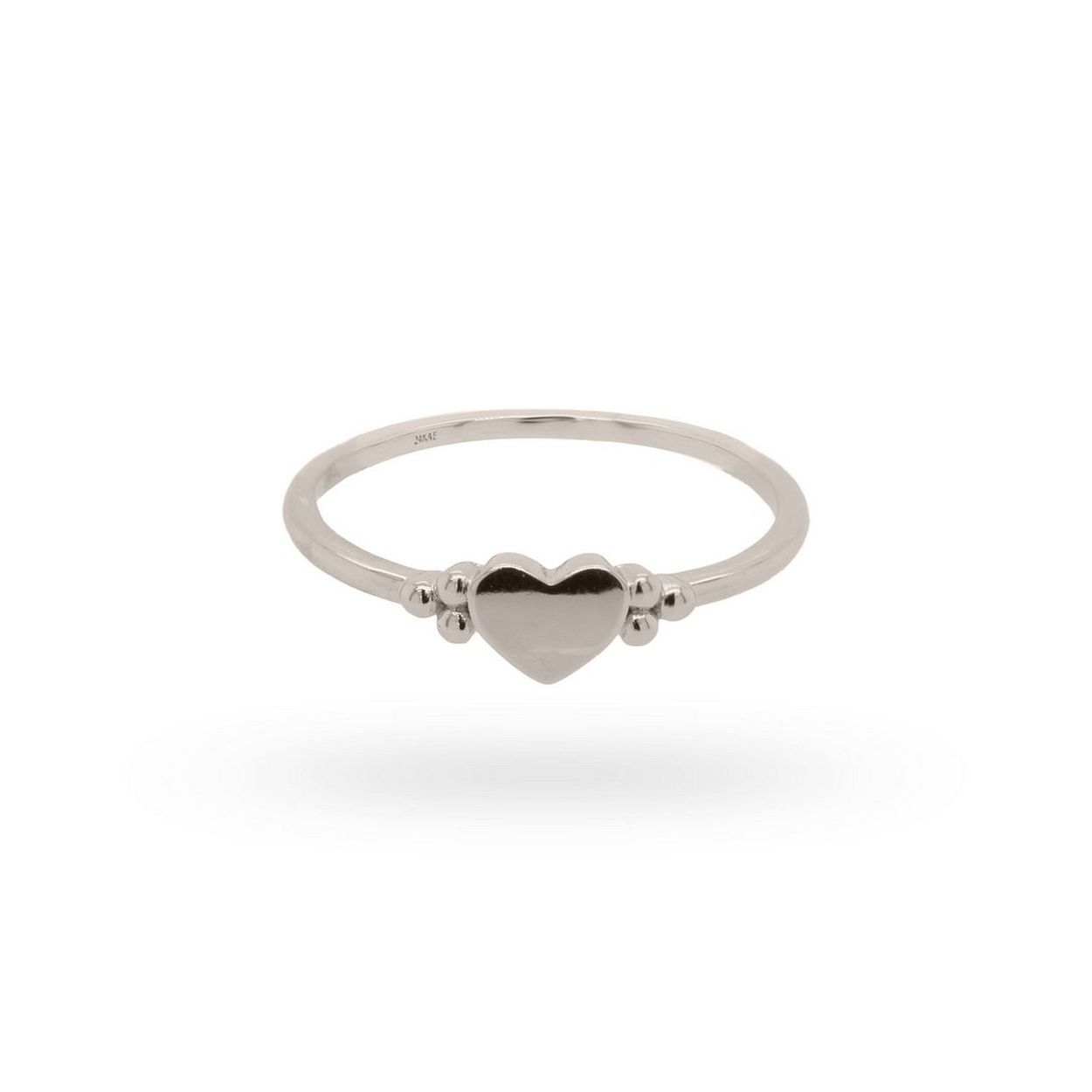 24Kae Ring met hartje en bolletjes - 925 Sterling zilver gerhodineerd 12412S