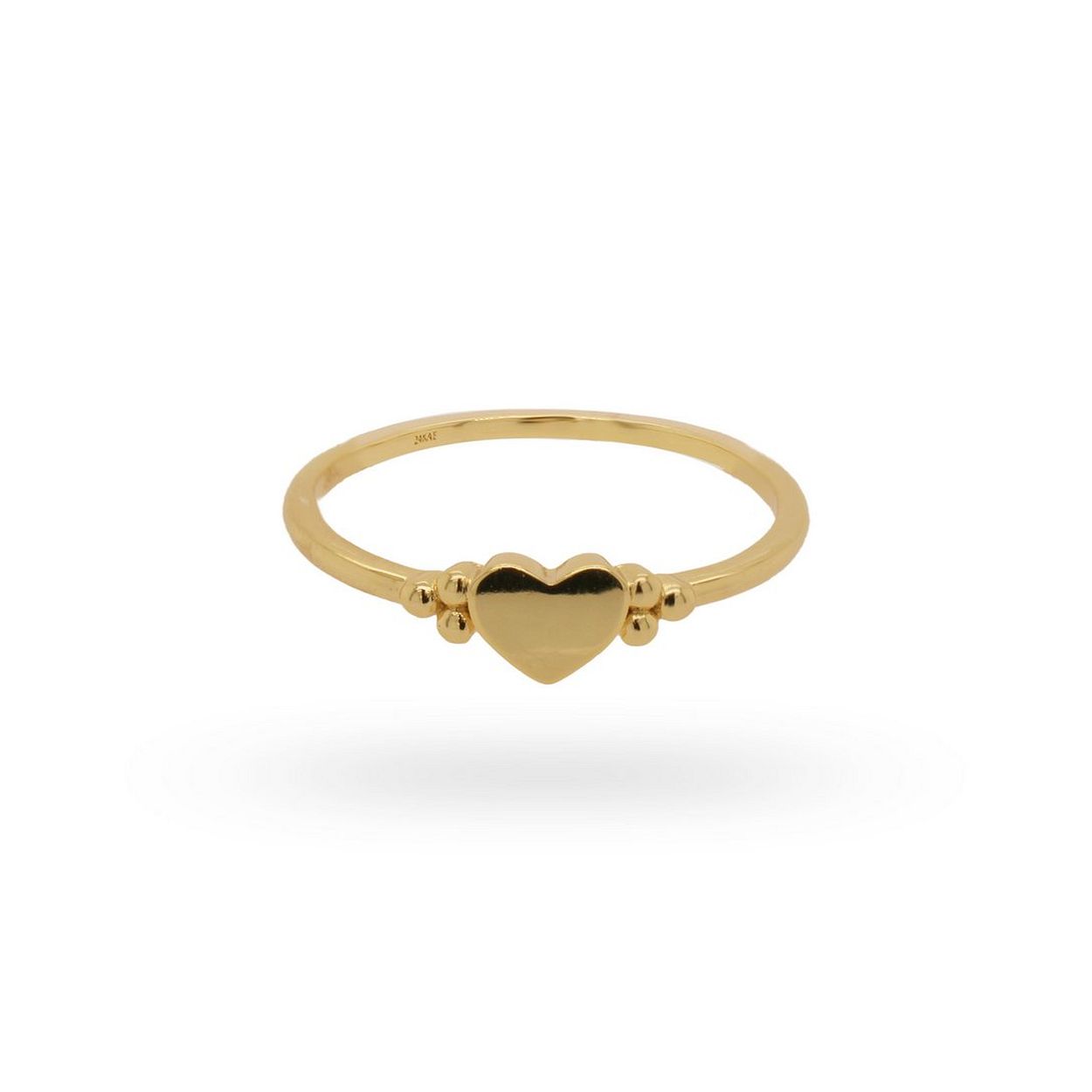 24Kae Ring met hartje en bolletjes - 925 Sterling zilver geelgoud verguld 12412Y