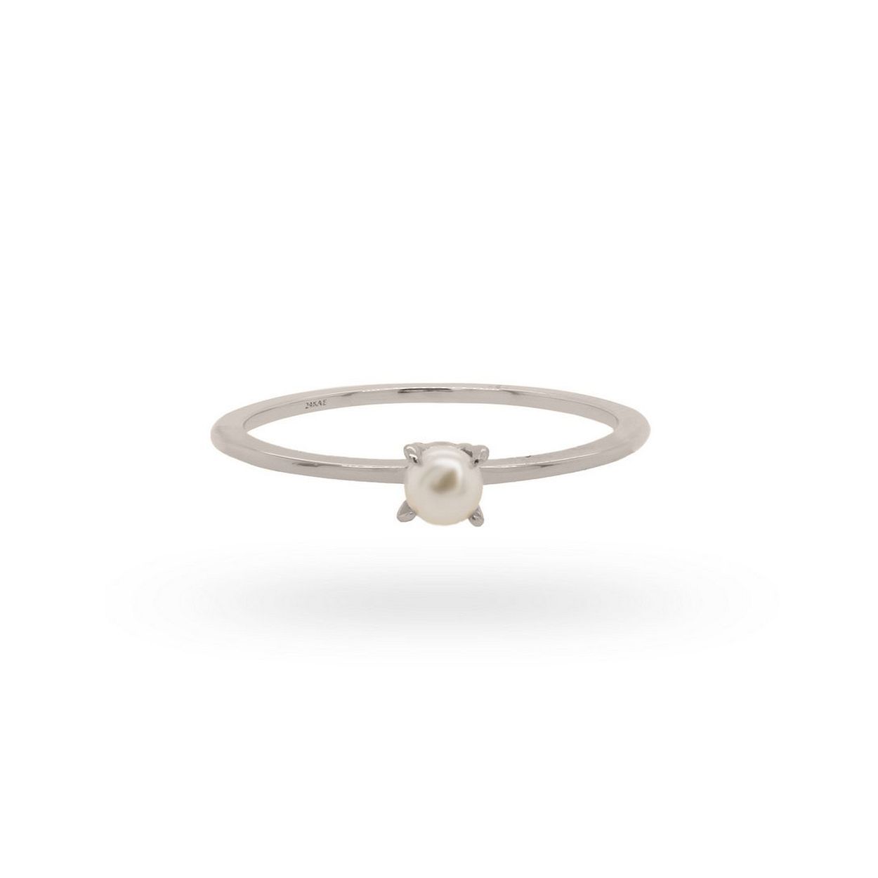 24Kae Ring met parel - 925 Sterling zilver gerhodineerd 12424S
