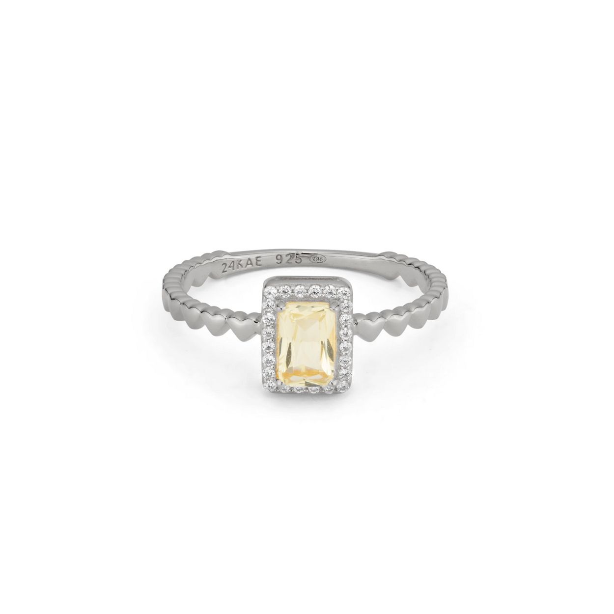 Ring met hart structuur en rechthoekige steen -  12472S