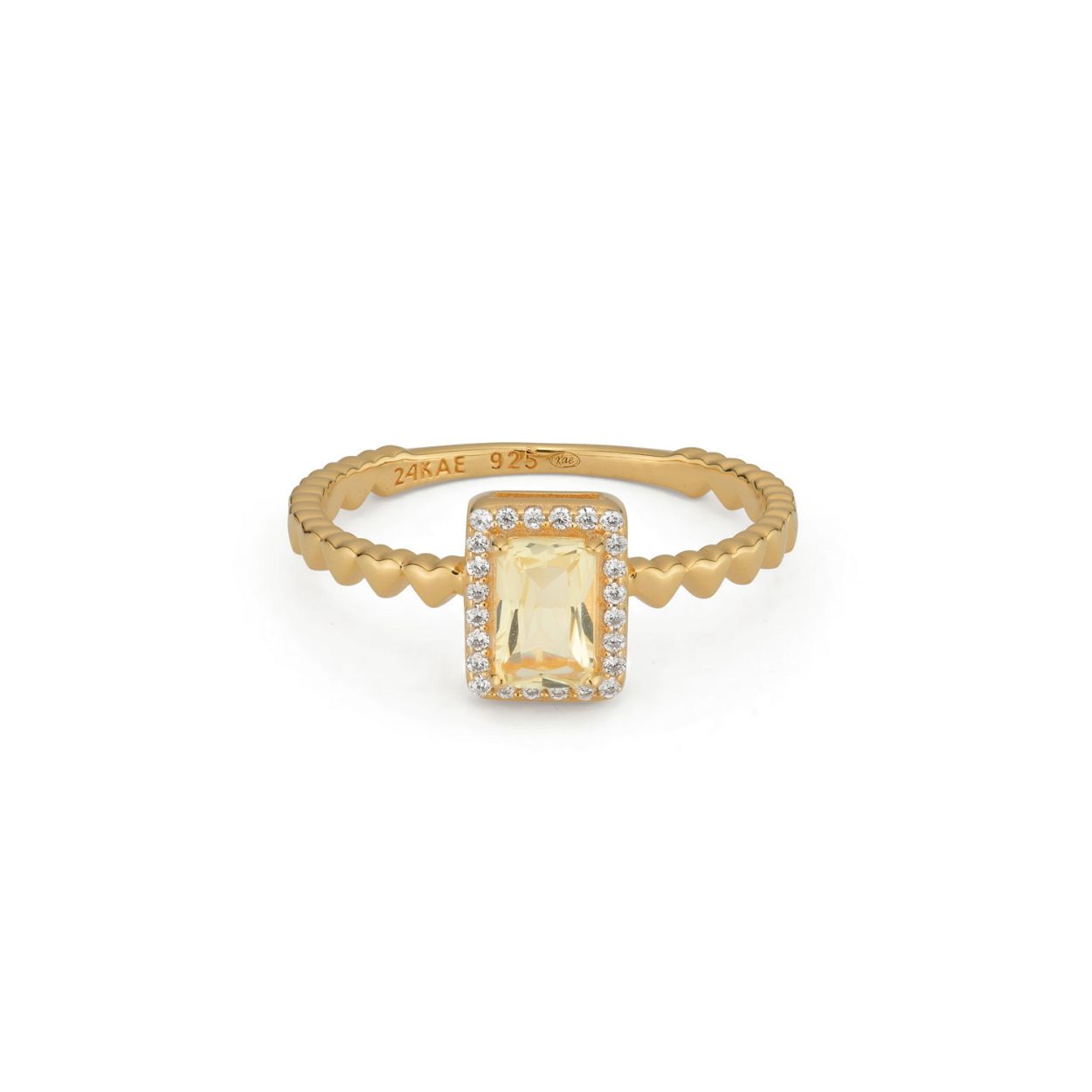 Ring met hart structuur en rechthoekige steen -  12472Y