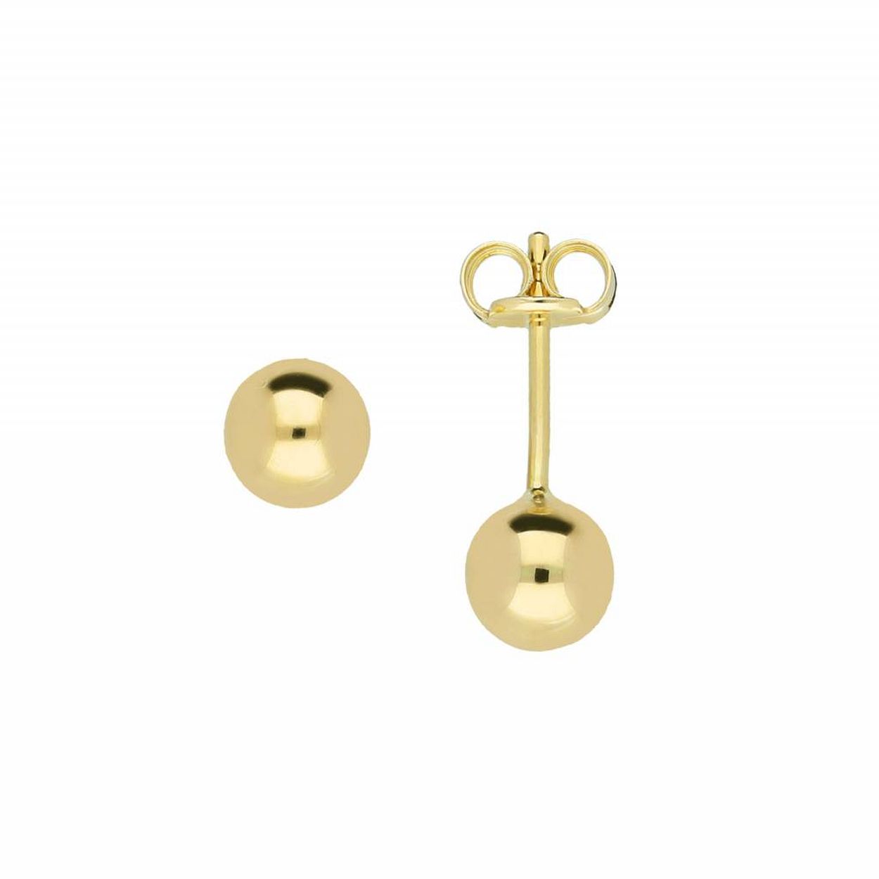 Gouden bol oorknoppen - 14 karaats - Glad - 5 mm