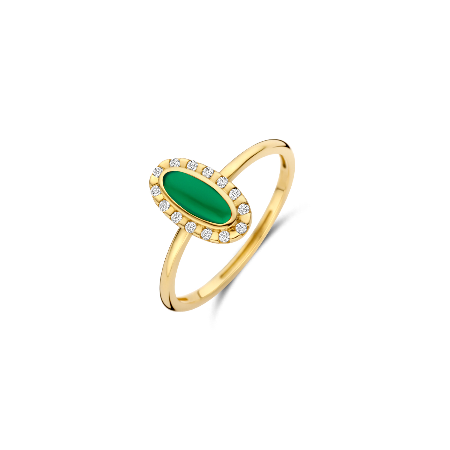 Blush Ring 1266YGA - Geelgoud (14k) met Groene Agaat