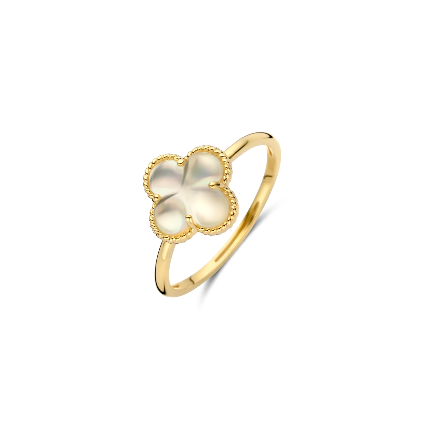 Blush Ring 1269YMQ - Geelgoud (14k) met Mother of Pearl en Rock Crystal