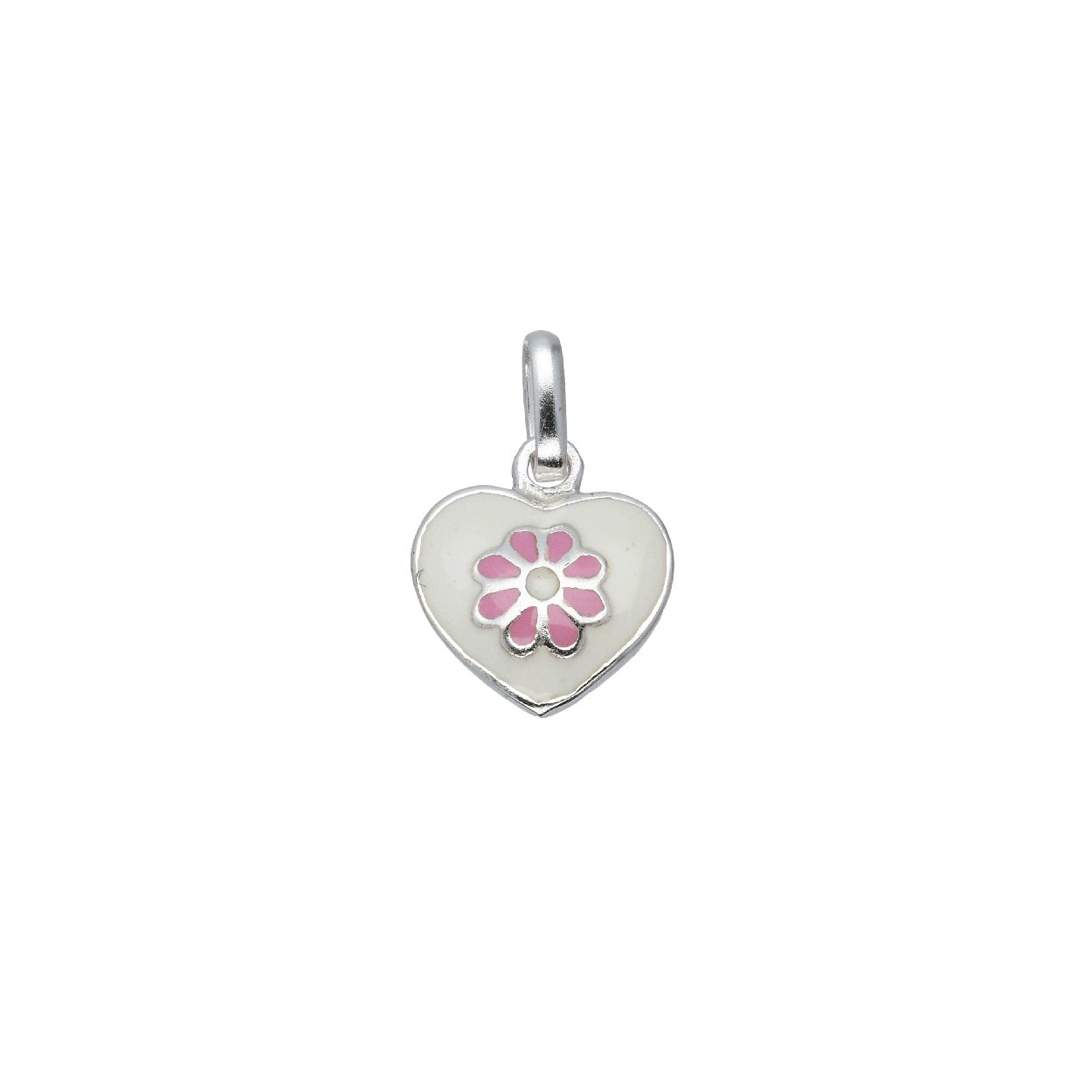 BEDEL HART BLOEM 13.0X11.0MM - ZILVER - EMAILLE - 1,0GR