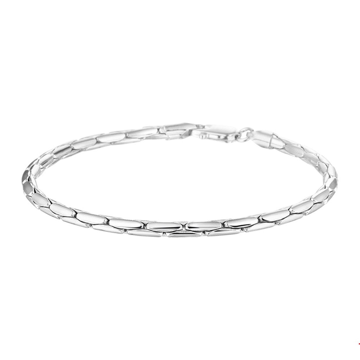Cardano armband van gerhodineerd zilver. 18,5 cm.
Doelgroep: dames
Breedte: 2.7 mm
Langste lengte: 18.5 cm