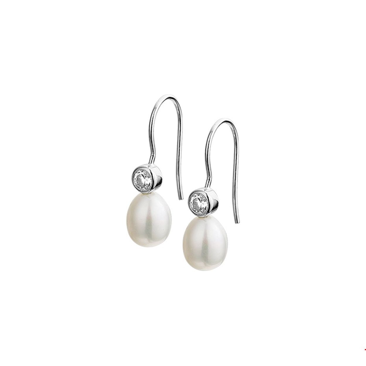 zilveren oorhangers parel KA1322929