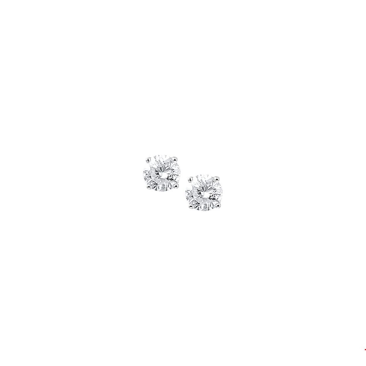 Zilveren oorstekers met zirkonia 6 mm