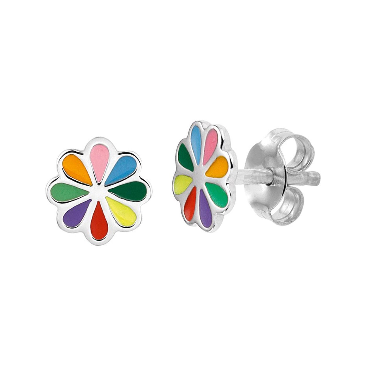 Uniekenummer serie: VR1327186Gerhodineerd zilveren bloem oorknoppen uitgevoerd met verschillende kleuren emaille. De oorknoppen hebben een diameter van 7mm. U kunt deze oorknoppen combineren met bijpassende sieraden uit onze collectie.
