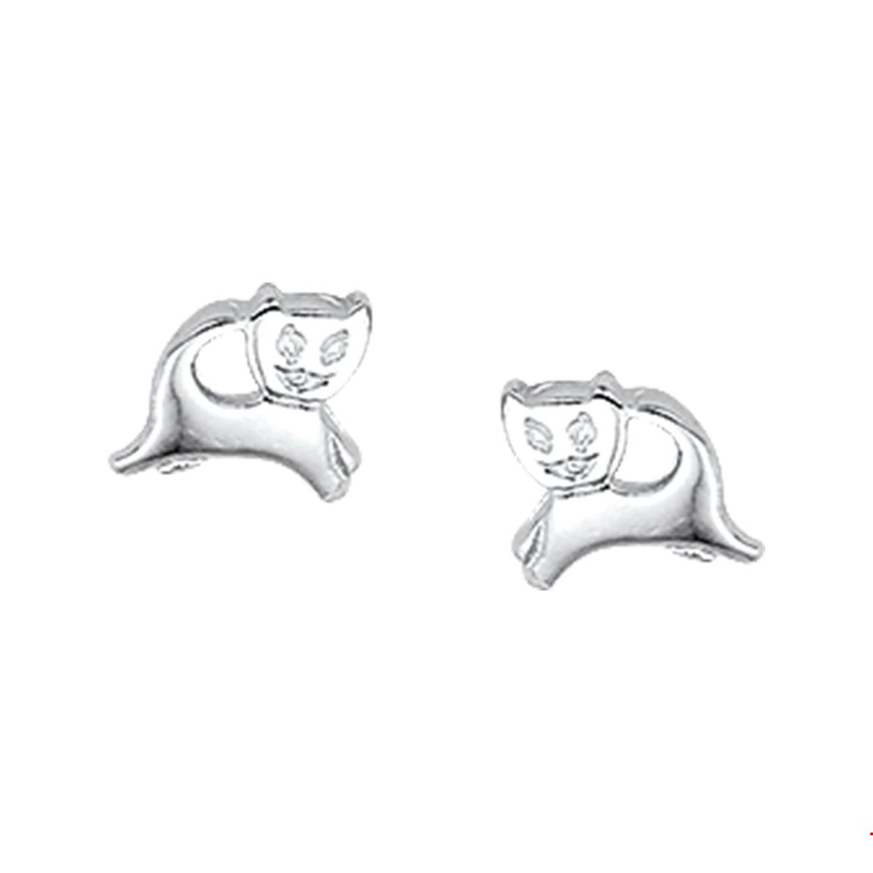 Zilver gerhodineerd oorknoppen poes