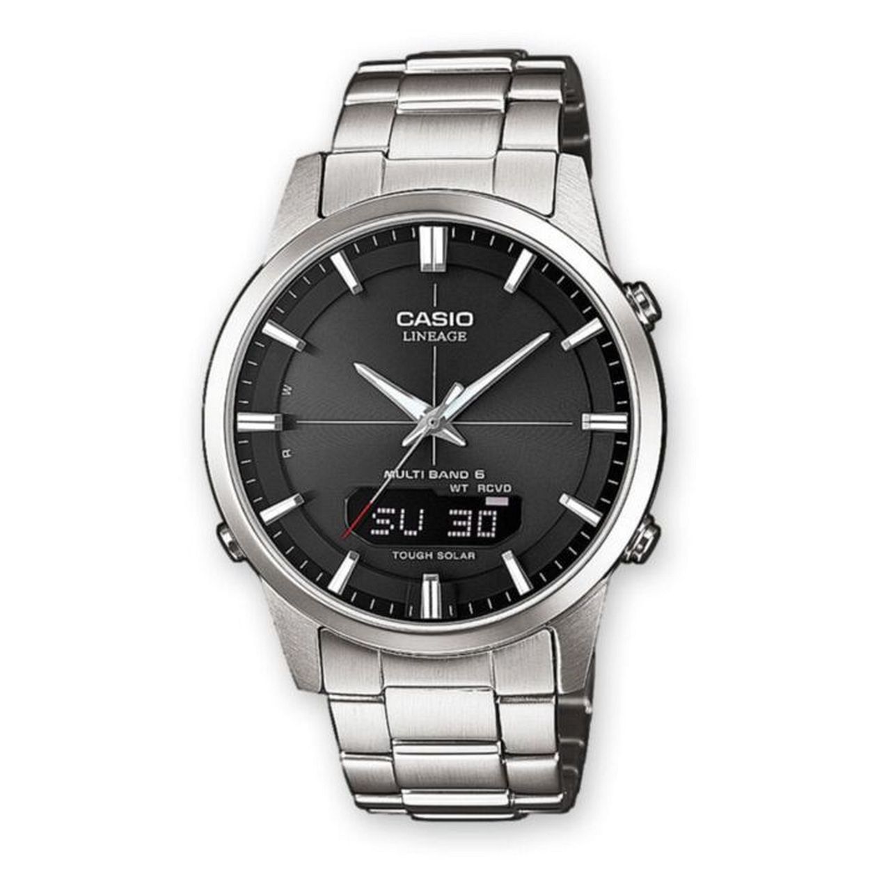Dit horloge van Casio komt uit de collectie: Radio Controlled. Dit horloge heeft de volgende functies: LED lampje, 5 alarmen per dag, Automatische kalender, 12/24-uurs tijdweergave, Knopgeluiden aan/uit, Lichtenergie, Stopwatchfunctie - 1/100 sec. - 1 uur, Zendergestuurd (EU, USA, JPN, CHN), Wereldtijden