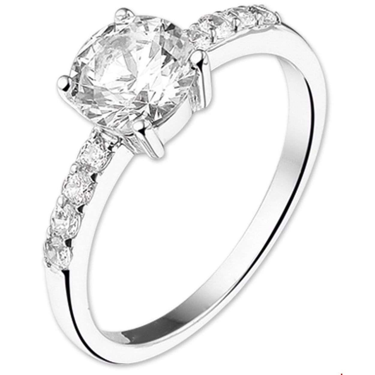 Gerhodineerd zilveren ring met zirkonia.