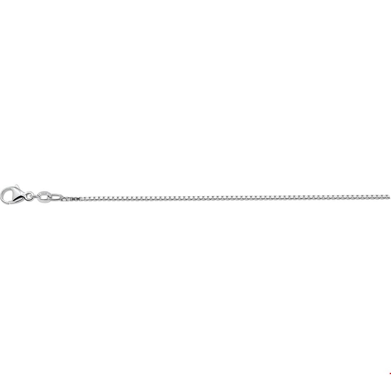 Gerhodineerd zilveren venetiaans collier met een draaglengte van 41cm en een extensie van 4cm. Uitgevoerd met een karabijn sluiting. De schakelbreedte is 1.1mm.