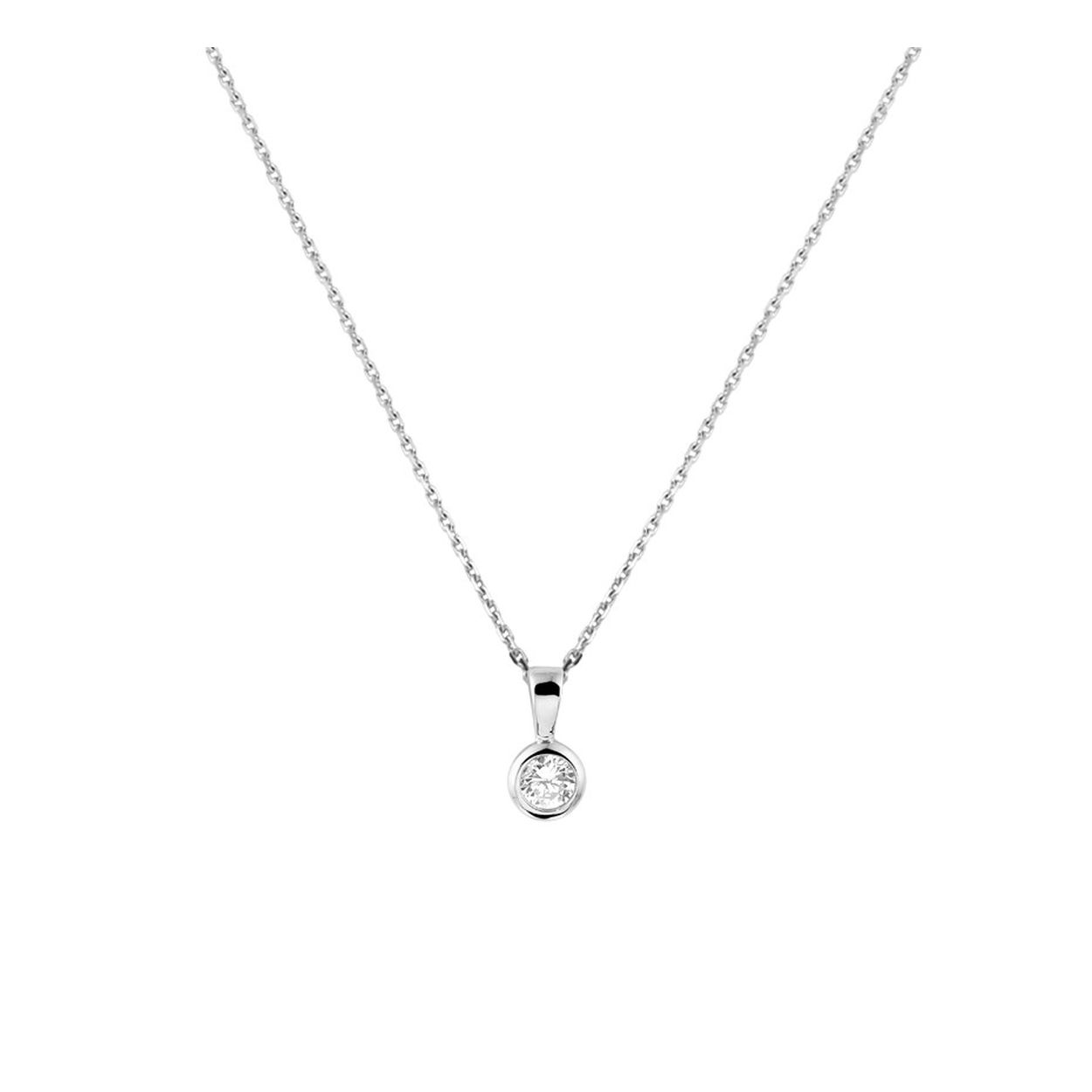Gerhodineerd zilveren anker collier met een hangertje met een kleine zirkonia gezet in een ronde zetkast. Het collier is voorzien van een verlengstukje van 4cm waardoor het op diverse lengtes kan worden gedragen. Een subtiel en zeer elegant collier wat haar geweldig zal staan!