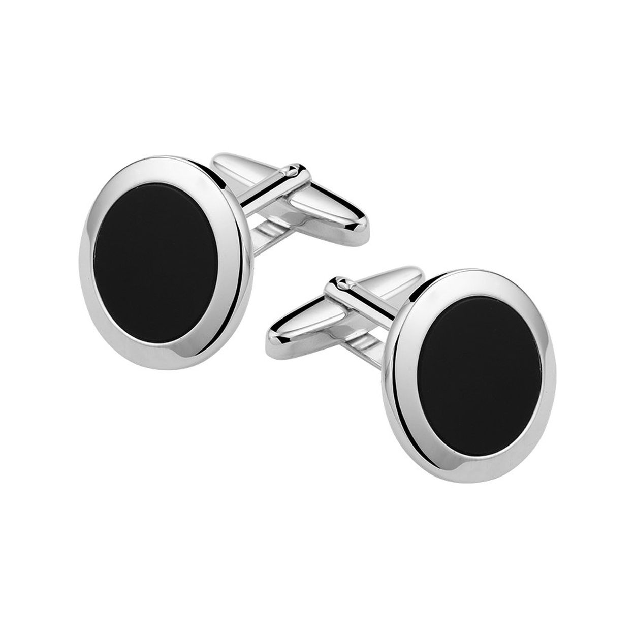 Gerhodineerd 925 zilveren manchetknopen uitgevoerd met een schitterende onyx en een echt mechaniek. De manchetknopen hebben een diameter van 19mm.