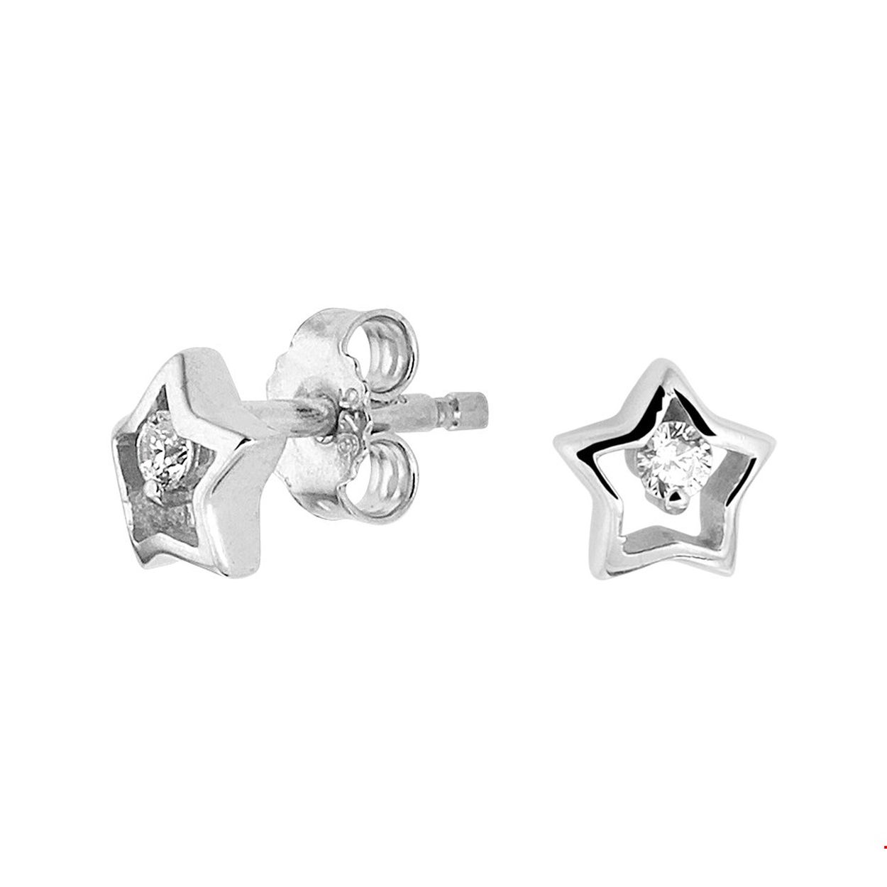 Zilveren oorknopjes met ster en witte zirkonia
Breedte: 6
Hoogte: 5.5
Zetting: span zetting