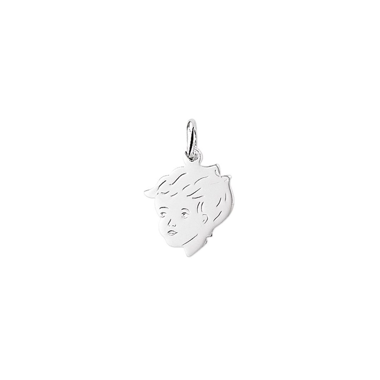 Zilver kinderkop jongen. De afmetingen van het kinderkopje zijn 14 x 17,5mm