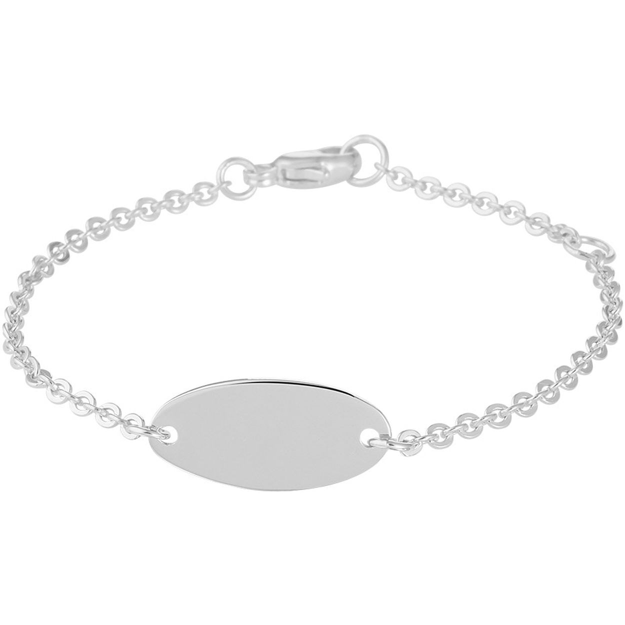Lengte: 11.5cm tot 13cm
Afmetingen graveerplaat: 16.5mm x 8mm
Breedte schakel: 1.8mm
Schakel: Jasseron
Materiaal: zilver 


