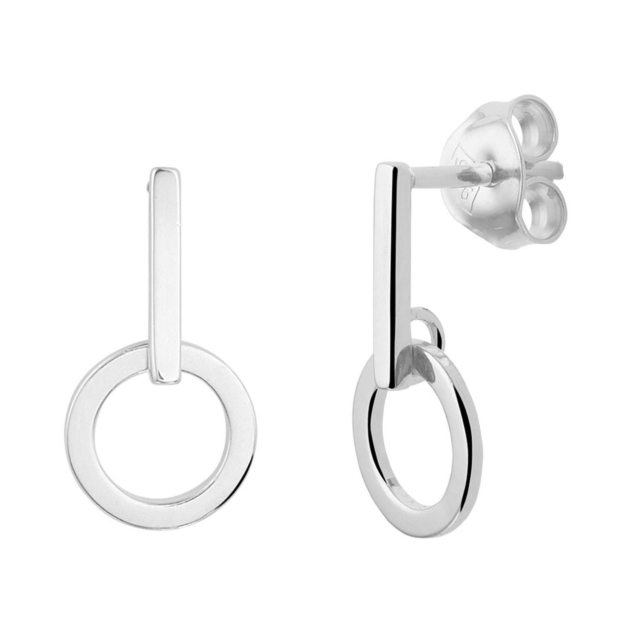 Gerhodineerd 925 zilveren oorhangers uitgevoerd met een ronde hanger. De oorhangers hebben een totale hoogte van 15mm.