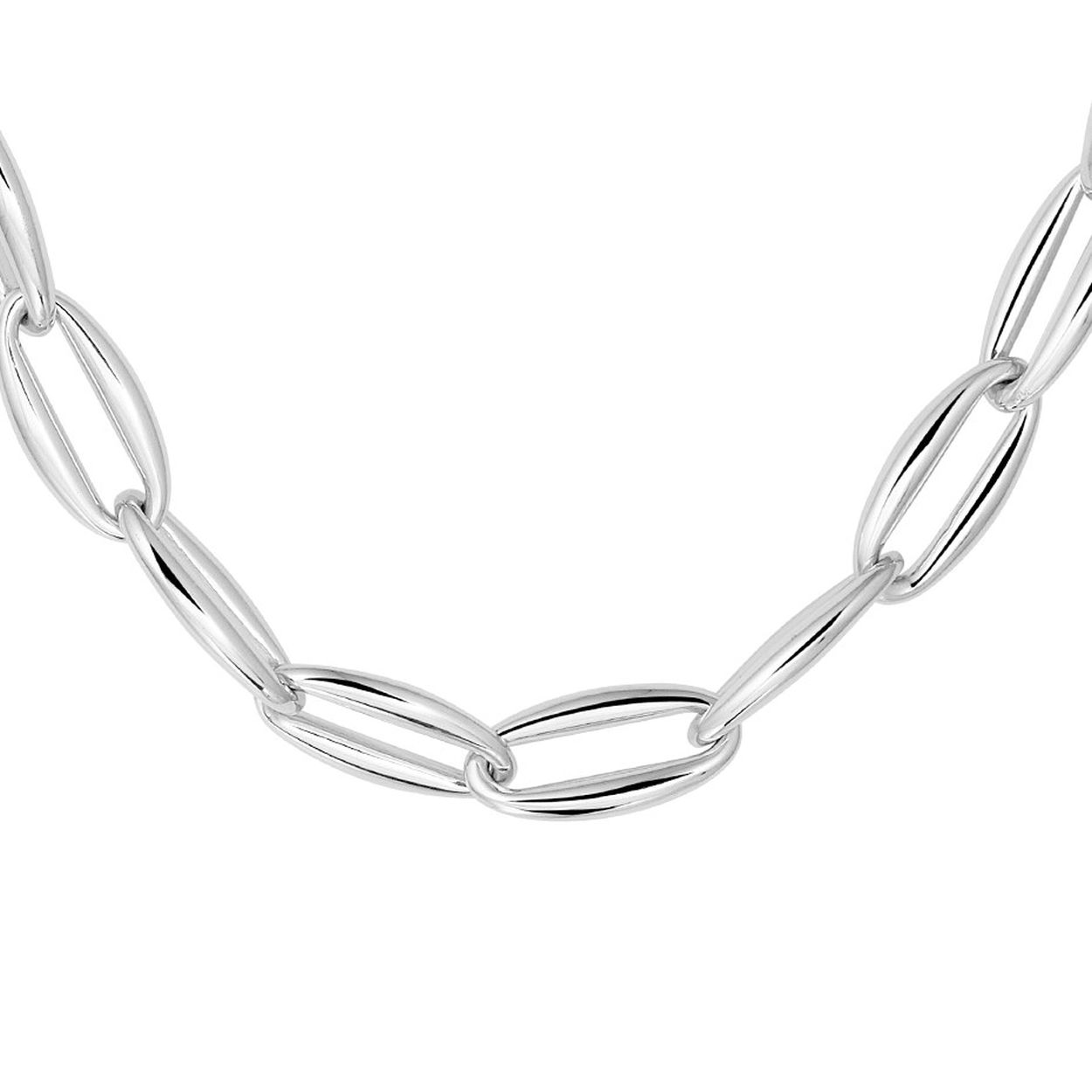 Gerhodineerd zilveren collier met een schakelbreedte van 10.2mm en een stevige karabijn sluiting. Het collier heeft een draaglengte van 45cm.