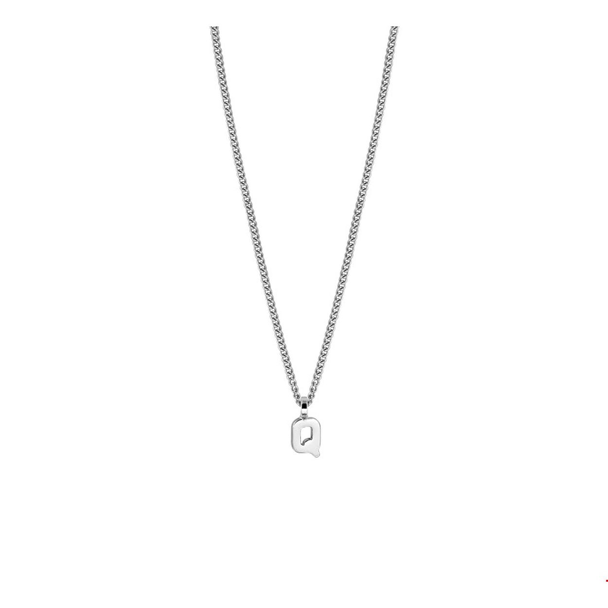 Gerhodineerd zilveren collier met de letter Q. Het collier heeft een draaglengte van 41cm en een extensie van 5cm, uitgevoerd met een stevige karabijn sluiting. De hanger heeft een hoogte van 8mm en een breedte van 4mm. Tip: Geef dit persoonlijke collier cadeau aan een dierbare of geliefde.