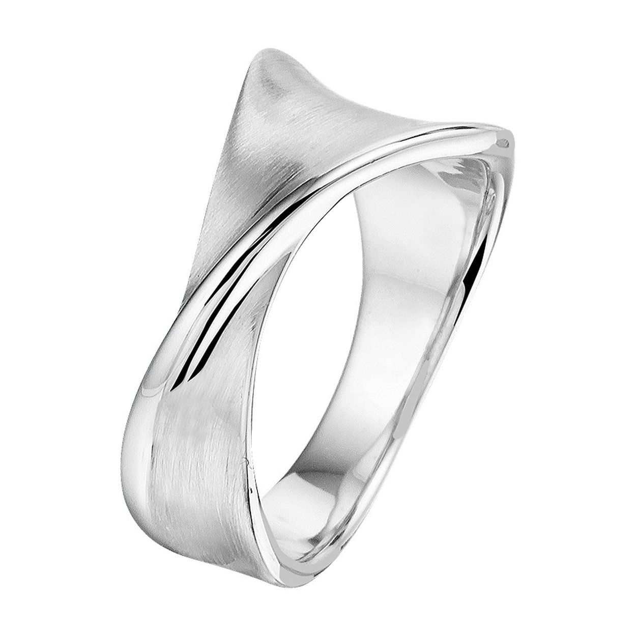 Gerhodineerd zilveren ring met een breedte van 11mm. Info: Gerhodineerd zilver is door de rhodiumlaag beter bestand tegen verkleuren en krassen.