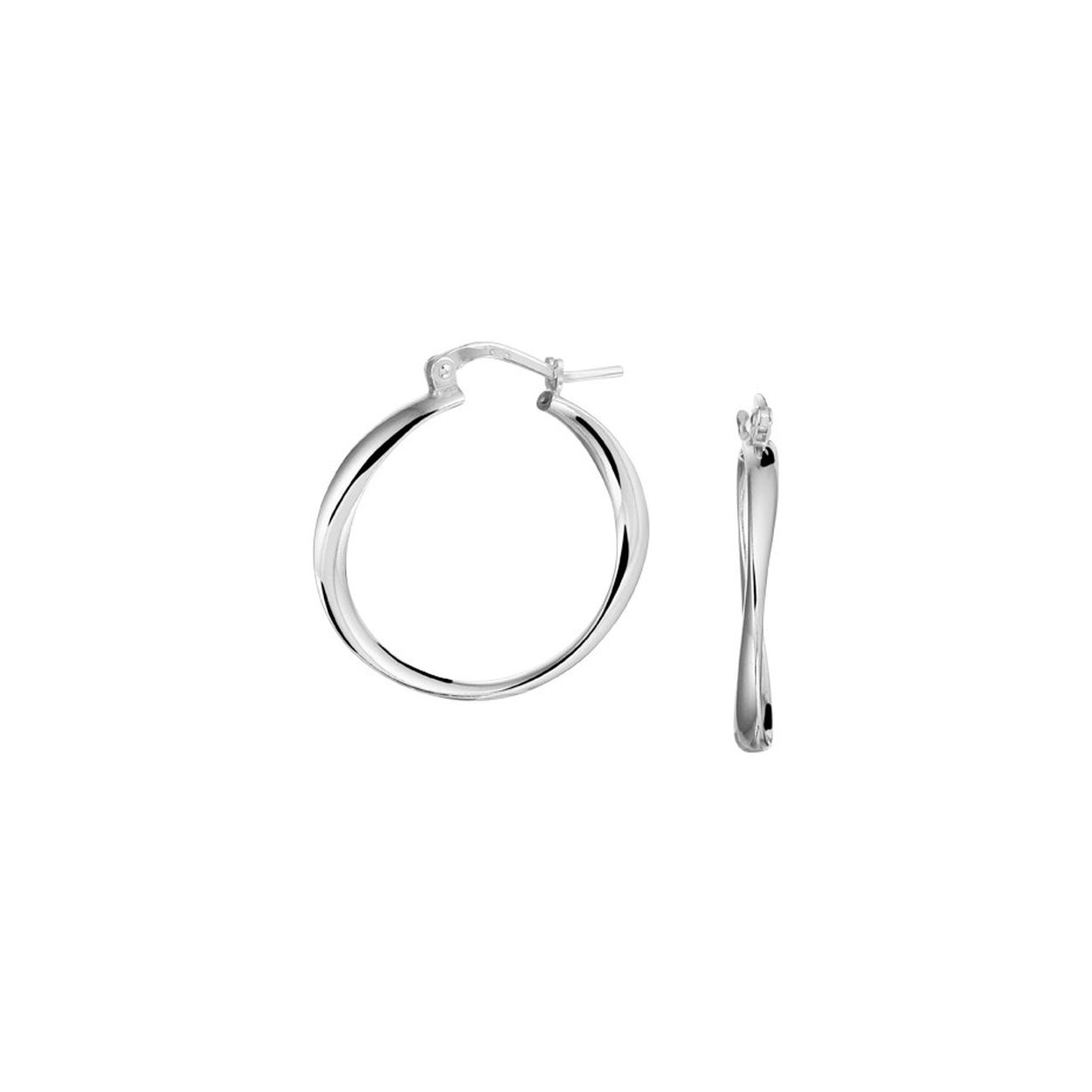 Stijlvolle gerhodineerd zilveren oorringen. De oorringen hebben een dikte van 2.5mm. Info: Gerhodineerd zilver is door de rhodiumlaag beter bestand tegen verkleuren en krassen.