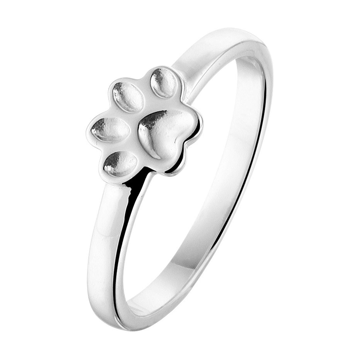 Zilveren ring met een hondenpootje.
Ringmaat: 15.50 mm (49)
Breedte: 5.5



