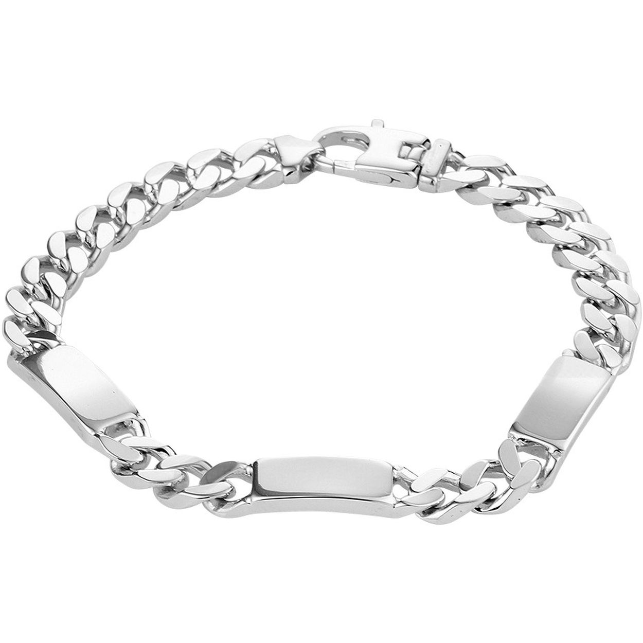 Gerhodineerd 925 zilveren graveerarmband met een breedte van 7mm en een stevige karabijn sluiting. De armband heeft een draaglengte van 20cm.