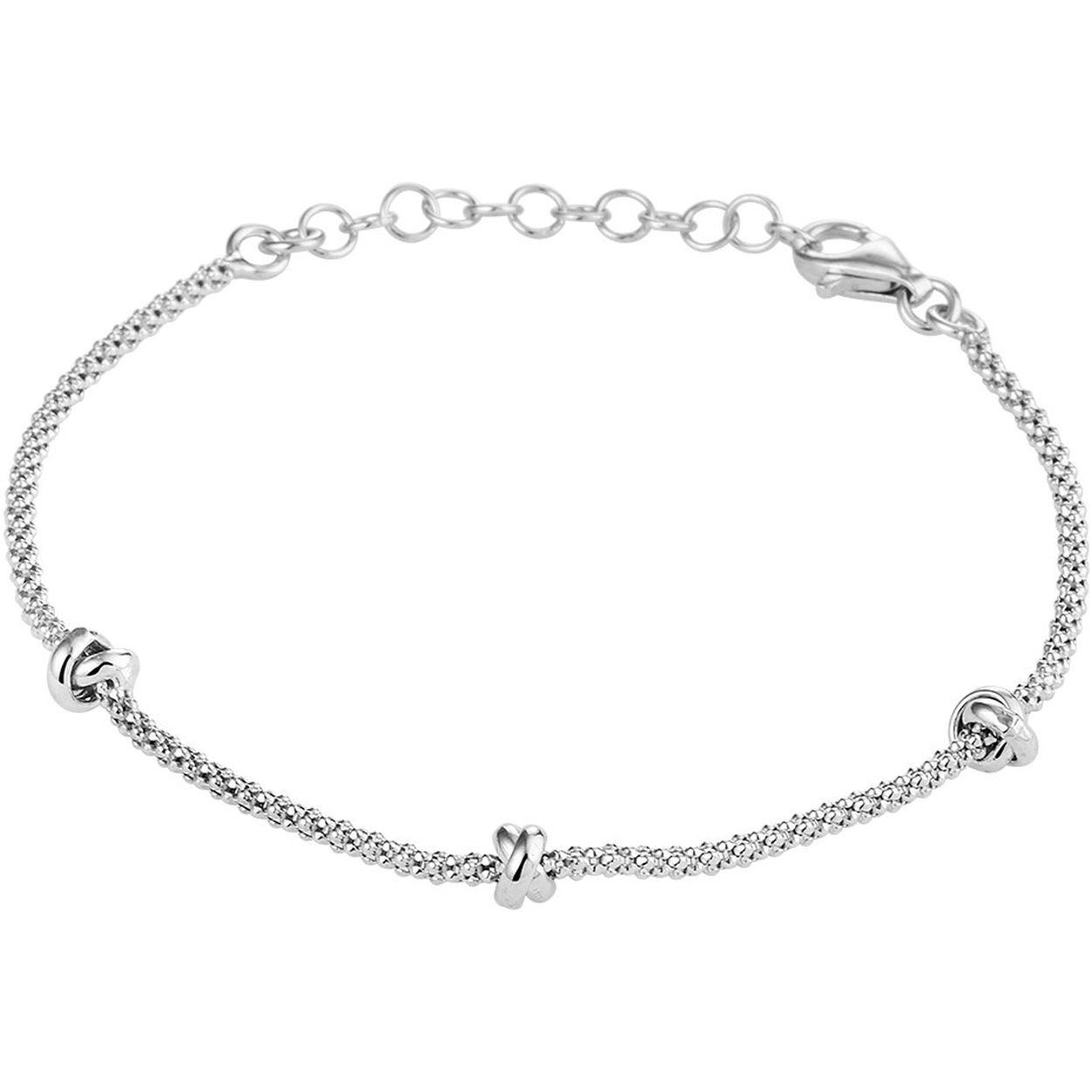 Gerhodineerd 925 zilveren armband uitgevoerd met poli afgewerkte knopen en een stevige karabijn sluiting. De armband heeft een draaglengte van 16cm met een extensie van 3cm.