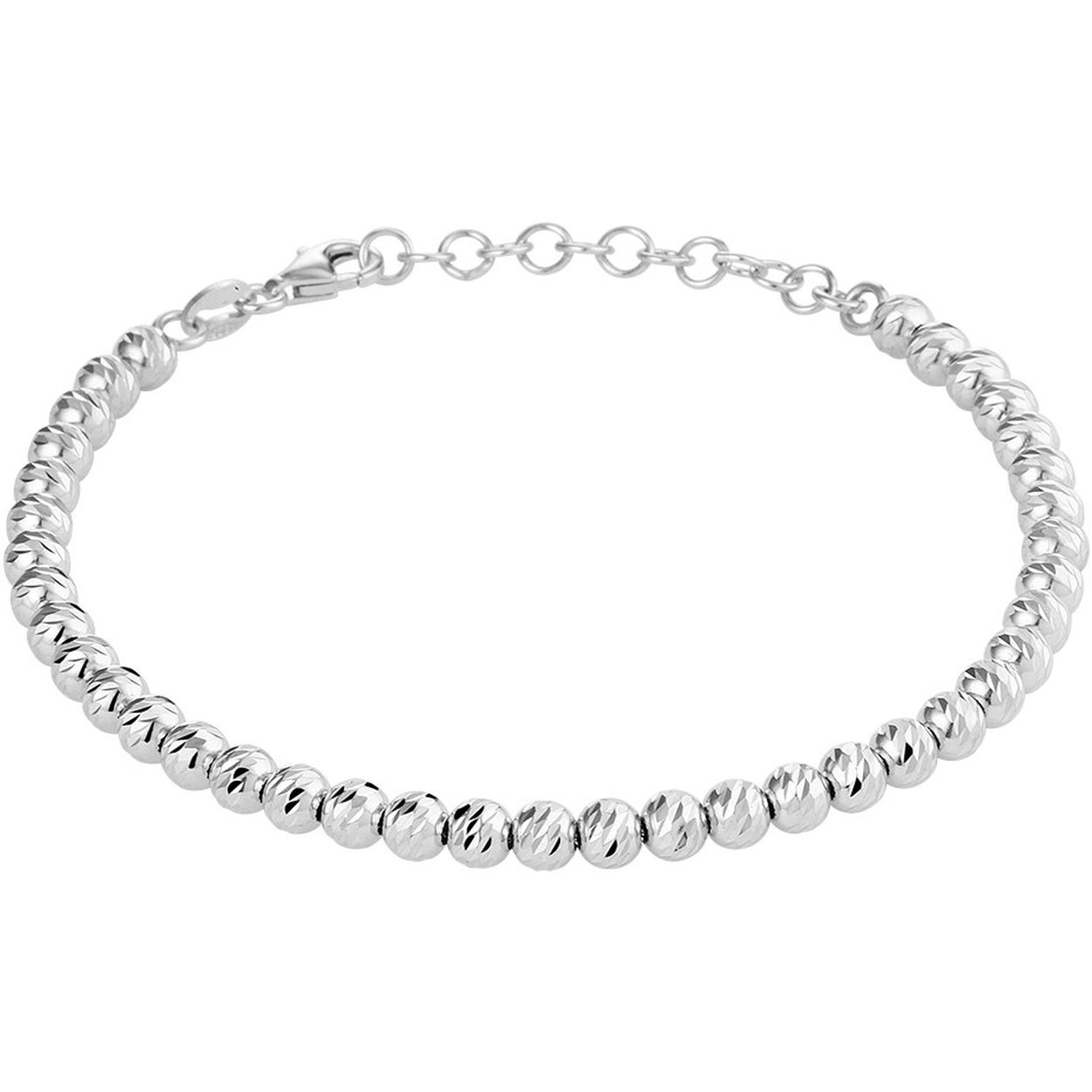 Gerhodineerd 925 zilveren armband uitgevoerd met leuke bolletjes en een stevige karabijn sluiting. De armband heeft een draaglengte van 16cm met een extensie van 3cm.