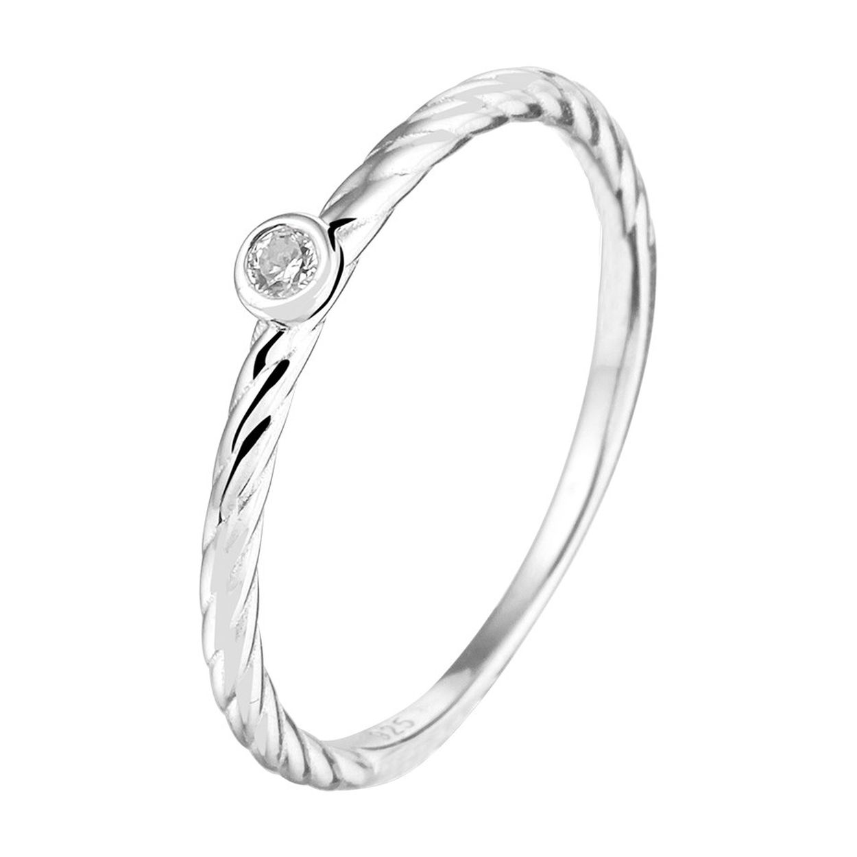 Gerhodineerd 925 zilveren aanschuifring uitgevoerd met een schitterende zirkonia. De ring heeft een breedte van 3mm.