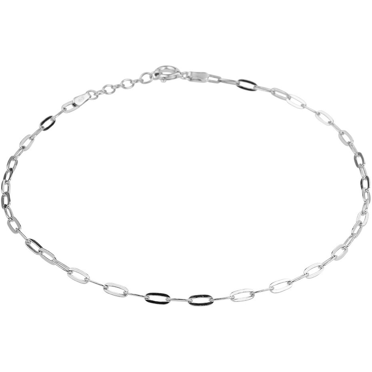 Gerhodineerd 925 zilveren anker enkelbandje met een schakelbreedte van 2.4mm. Het enkelbandje heeft een draaglengte van 24cm met een extensie van 2cm.
