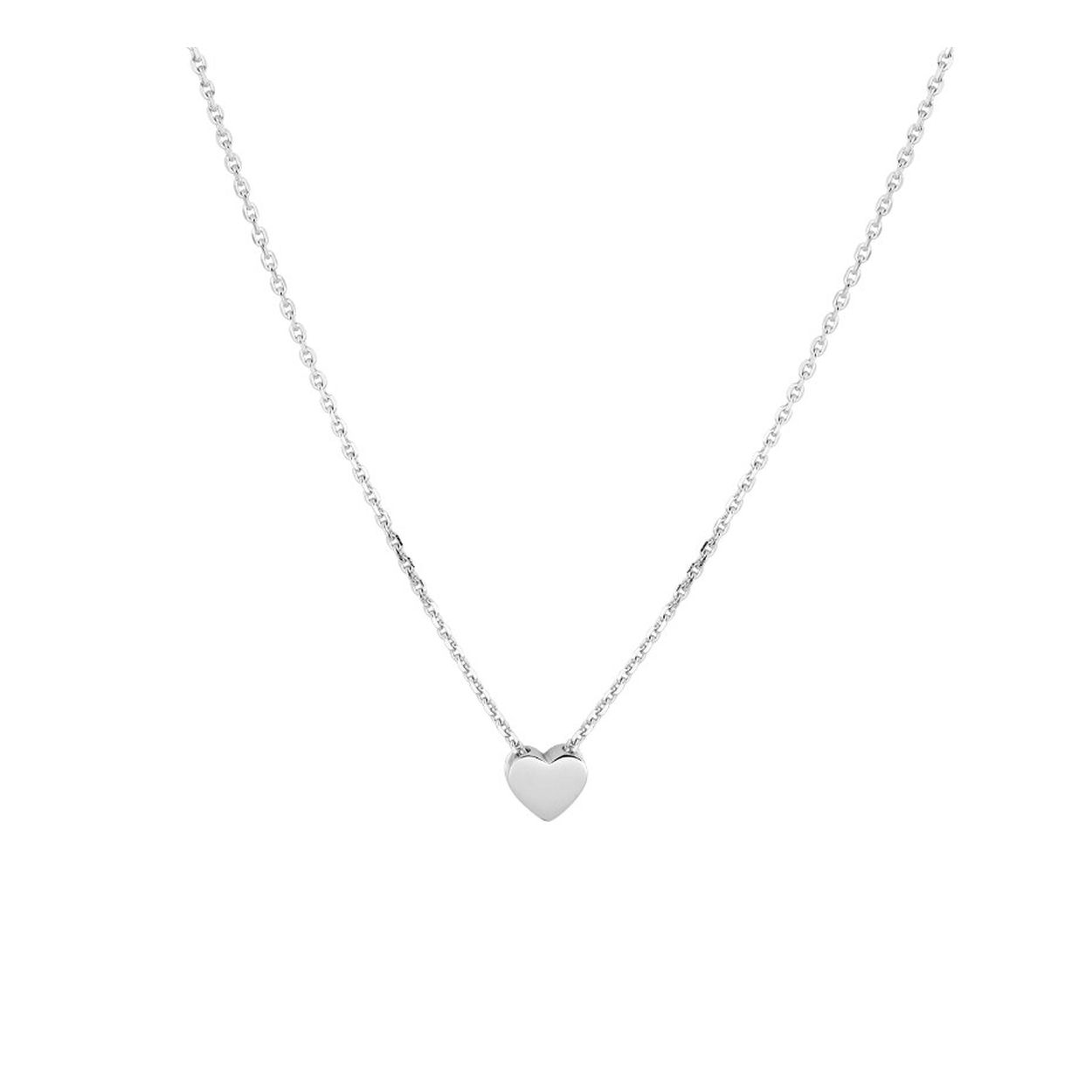 Gerhodineerd 925 zilveren collier uitgevoerd met een hartje. Het collier heeft een draaglengte van 41cm met een extensie van 4cm. Het hartje heeft een afmeting van 5x5.5mm.
