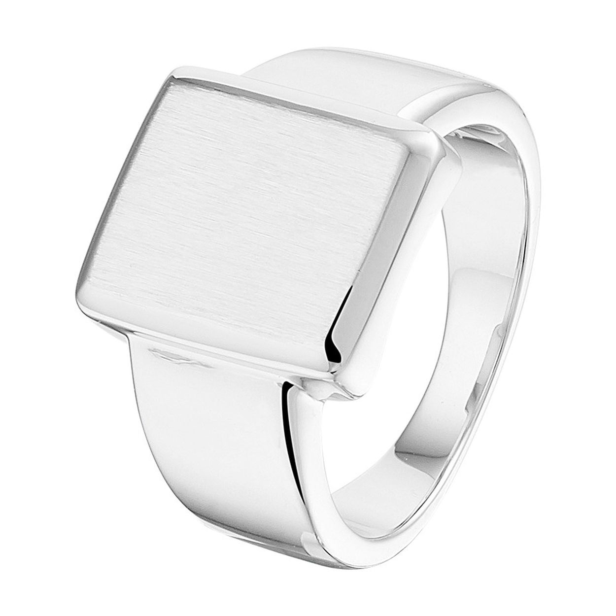 Gerhodineerd 925 zilveren graveerring. De ring heeft een breedte van 12mm.
