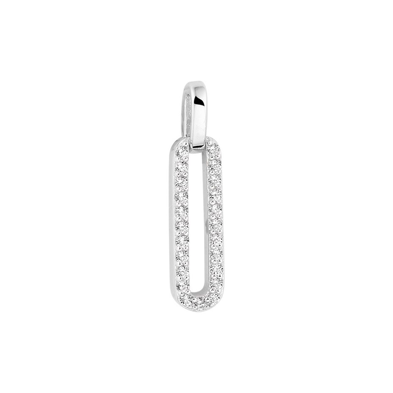 Gerhodineerd 925 zilveren hanger uitgevoerd met een schitterende zirkonia rij. De hanger heeft een afmeting van 20x5mm.