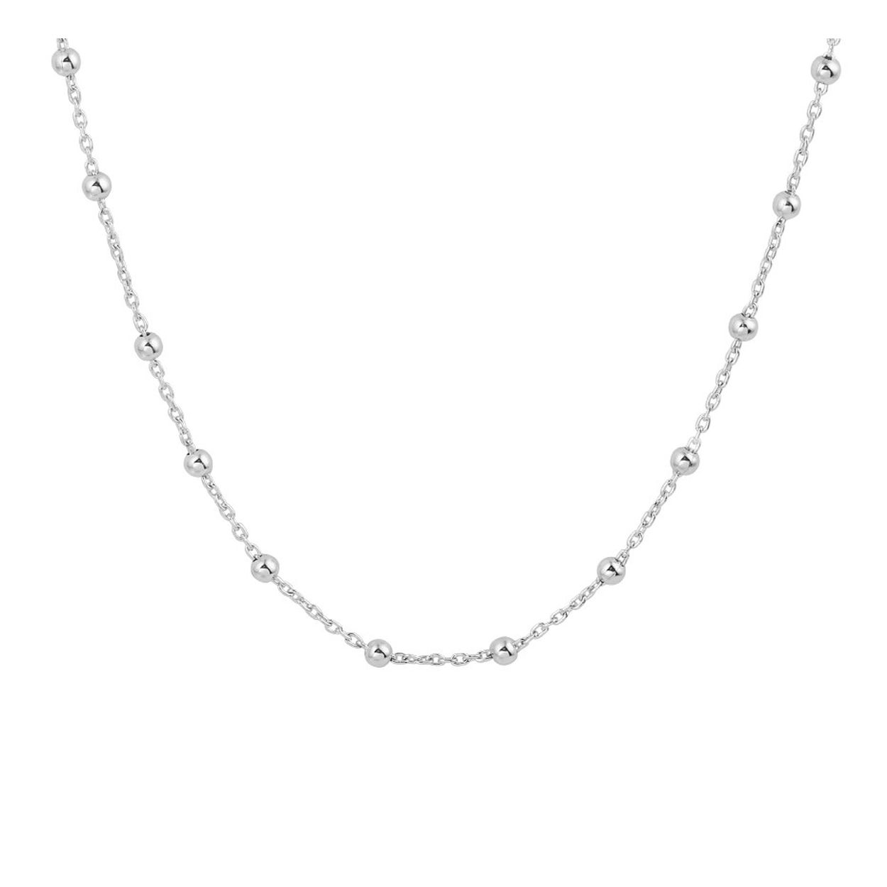Gerhodineerd 925 zilveren collier uitgevoerd met bolletjes met een breedte van 2.5mm. Het collier heeft een draaglengte van 40cm met een extensie van 4cm.