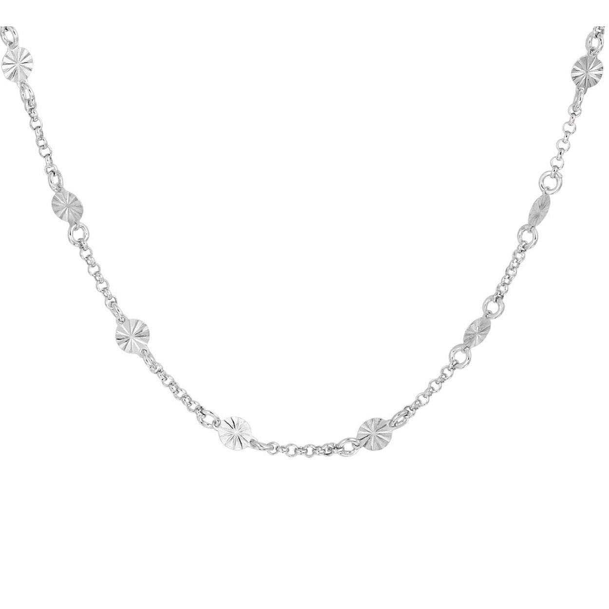 Gerhodineerd 925 zilveren collier met een breedte van 4.2mm, uitgevoerd met rondjes en een stevige karabijn sluiting. Het collier heeft een draaglengte van 40cm met een extensie van 3cm.