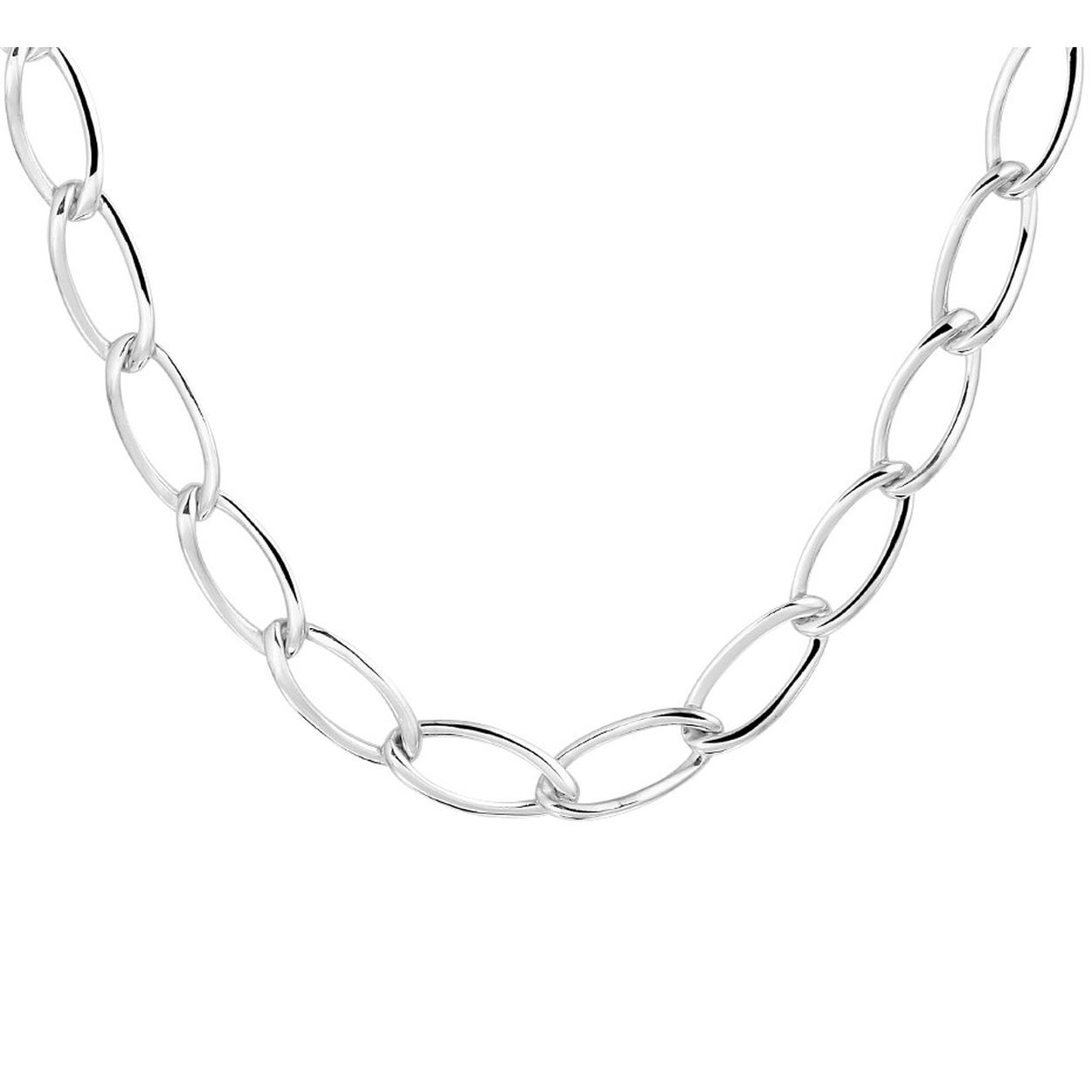 Gerhodineerd 925 zilveren collier met een schakelbreedte van 7.2mm. Het collier heeft een draaglengte van 45cm en is uitgevoerd met een stevige karabijn sluiting.