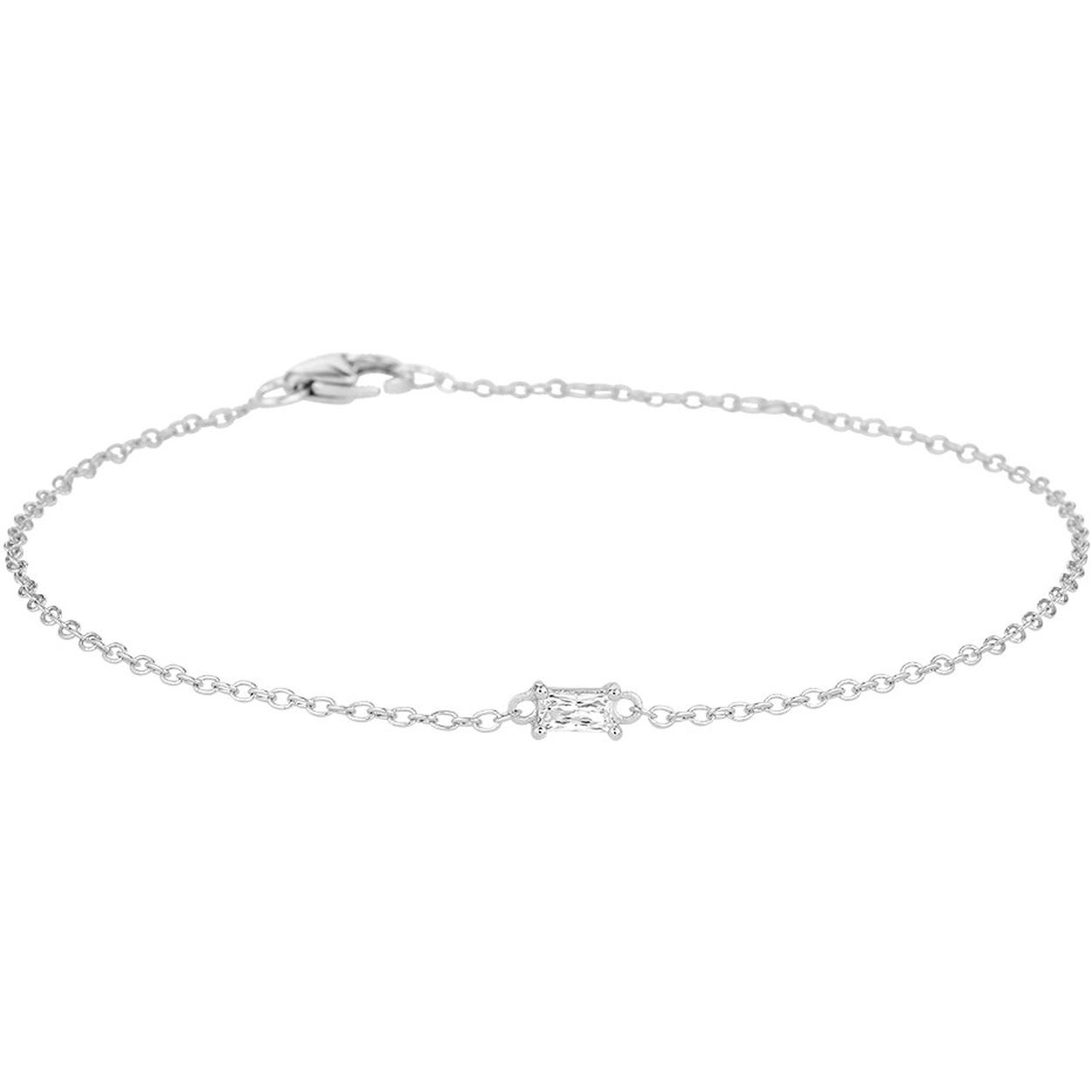 Gerhodineerd 925 zilveren armband uitgevoerd met een schitterende zirkonia en een stevige karabijn sluiting. De armband heeft draaglengtes van 16, 17 en 18cm.