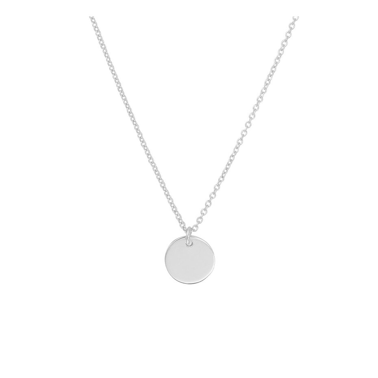 Gerhodineerd 925 zilveren collier uitgevoerd met een hanger in de vorm van een rondje. Het collier heeft een draaglengte van 40cm met een extensie van 5cm en een stevige karabijn sluiting. Het rondje heeft een diameter van 10mm.
