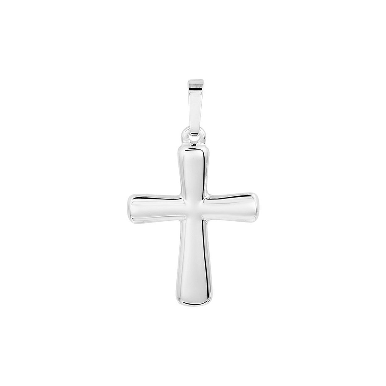 Gerhodineerd 925 zilveren hanger in de vorm van een kruis. De hanger heeft een totale hoogte van 2.9cm en een breedte van 16mm.