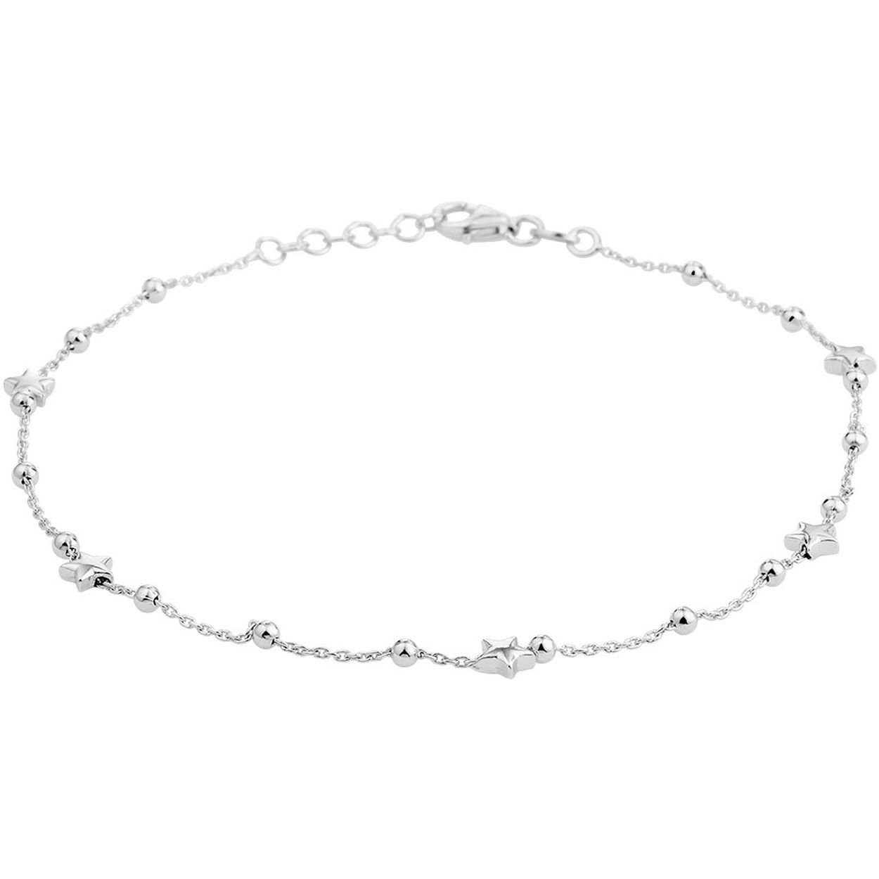 Gerhodineerd 925 zilveren enkelbandje met een draaglengte van 24cm en een extensie van 2cm. Het enkelbandje heeft een karabijn sluiting.