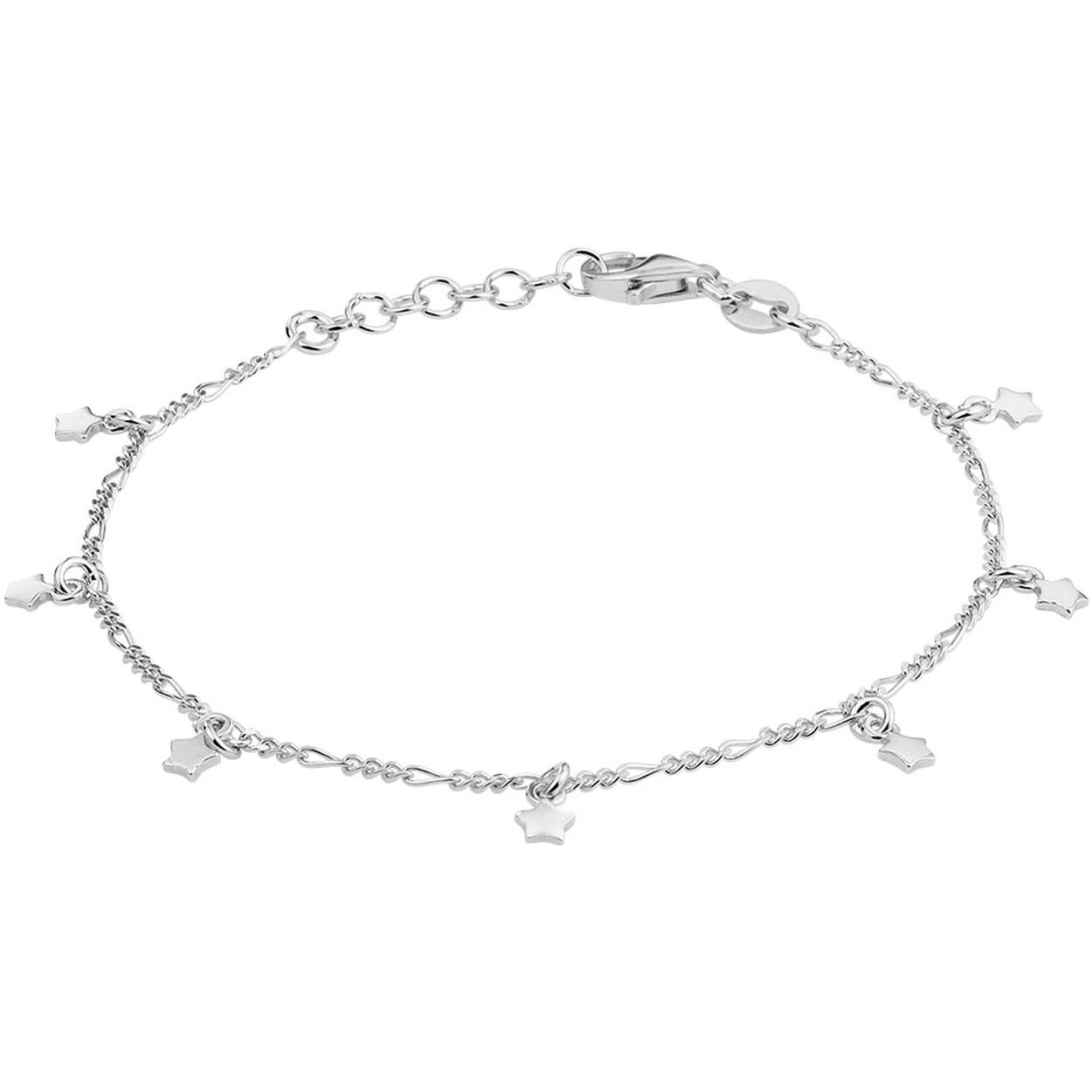 Gerhodineerd 925 zilveren armband met een draaglengte van 16cm en een extensie van 2cm. De armband heeft een karabijn sluiting.