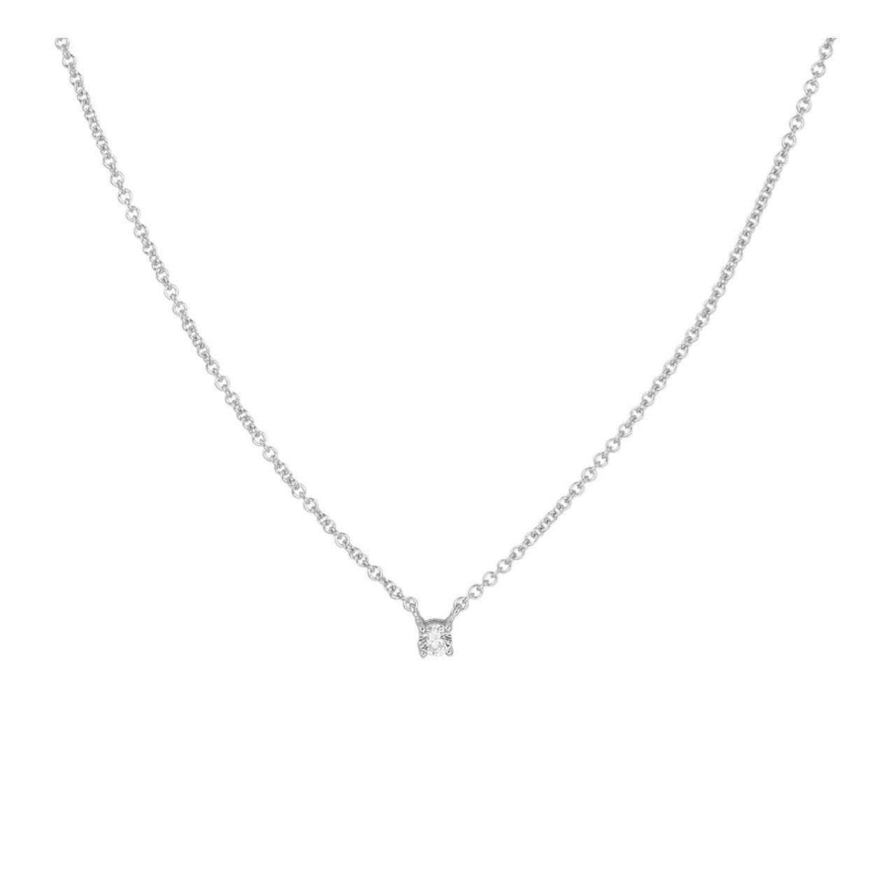 Gerhodineerd 925 zilveren collier uitgevoerd met een schitterende zirkonia en een stevige karabijn sluiting. Het collier heeft draaglengtes van 40, 42 en 44. De zirkonia heeft een diameter van 3mm.