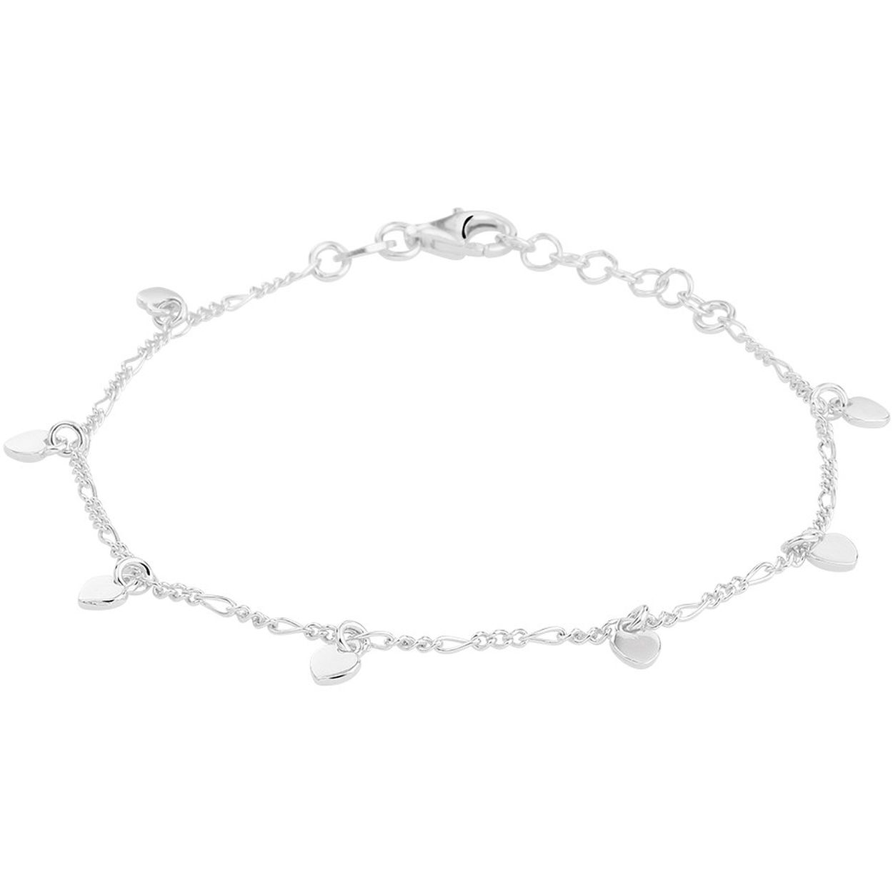 Gerhodineerd 925 zilveren armband uitgevoerd met hartjes en een stevige karabijn sluiting. De armband heeft een draaglengte van 16cm met een extensie van 2cm. De hartjes hebben een afmeting van 3.5x3.5mm.