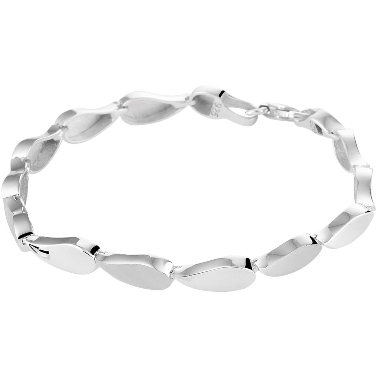 Gerhodineerd 925 zilveren armband met een stevige karabijn sluiting. De armband heeft een poli/matte afwerking en een draaglengte van 19cm.